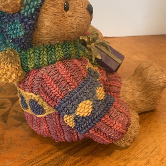 Teddy Bear Figurine with Gift Coin Bank Multicolor Resin - Picture 6 of 10